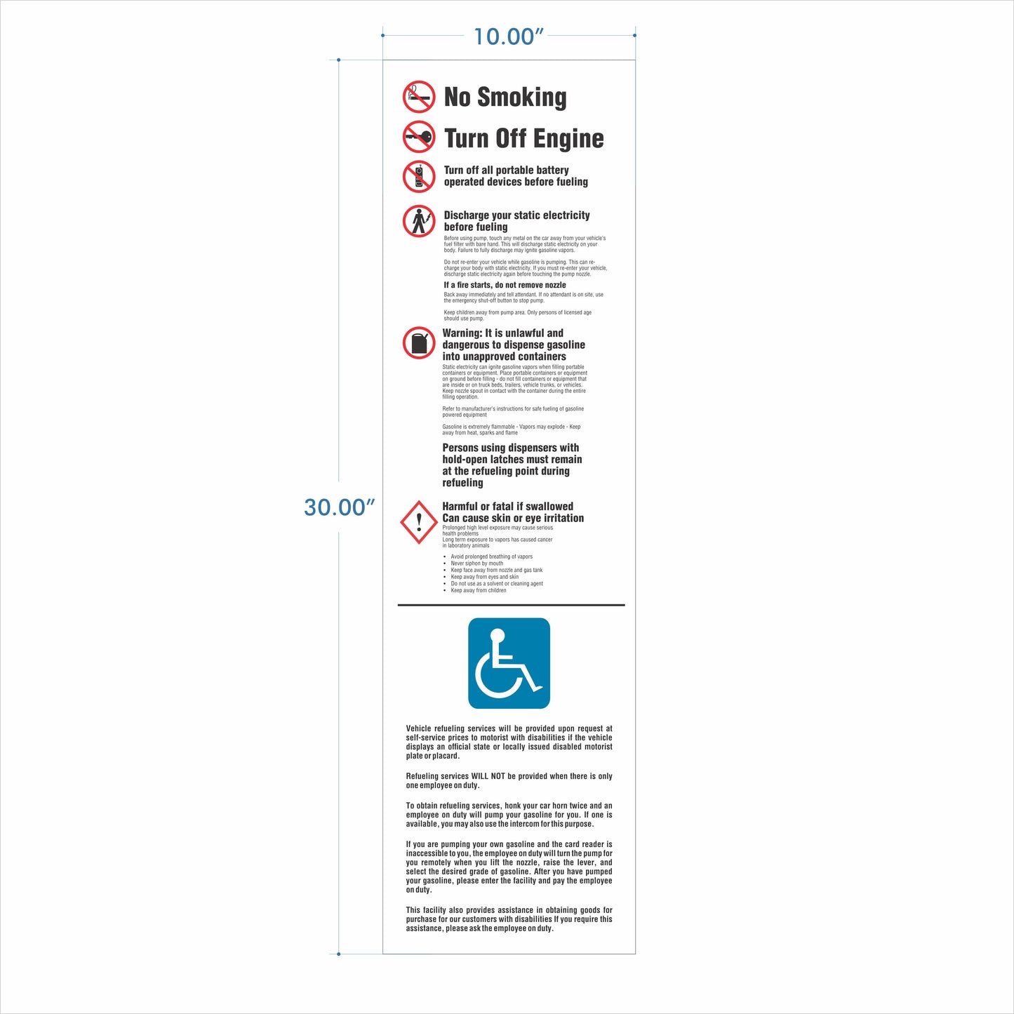 Shell ADA Warning Column Decal