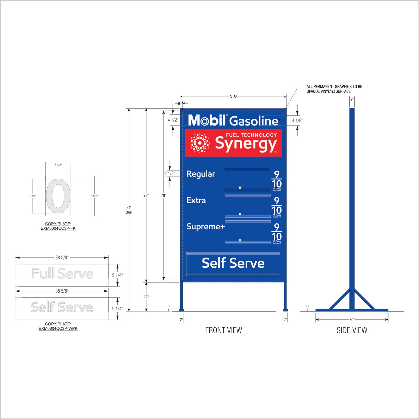 Mobil | Metal Price Sign | 3P