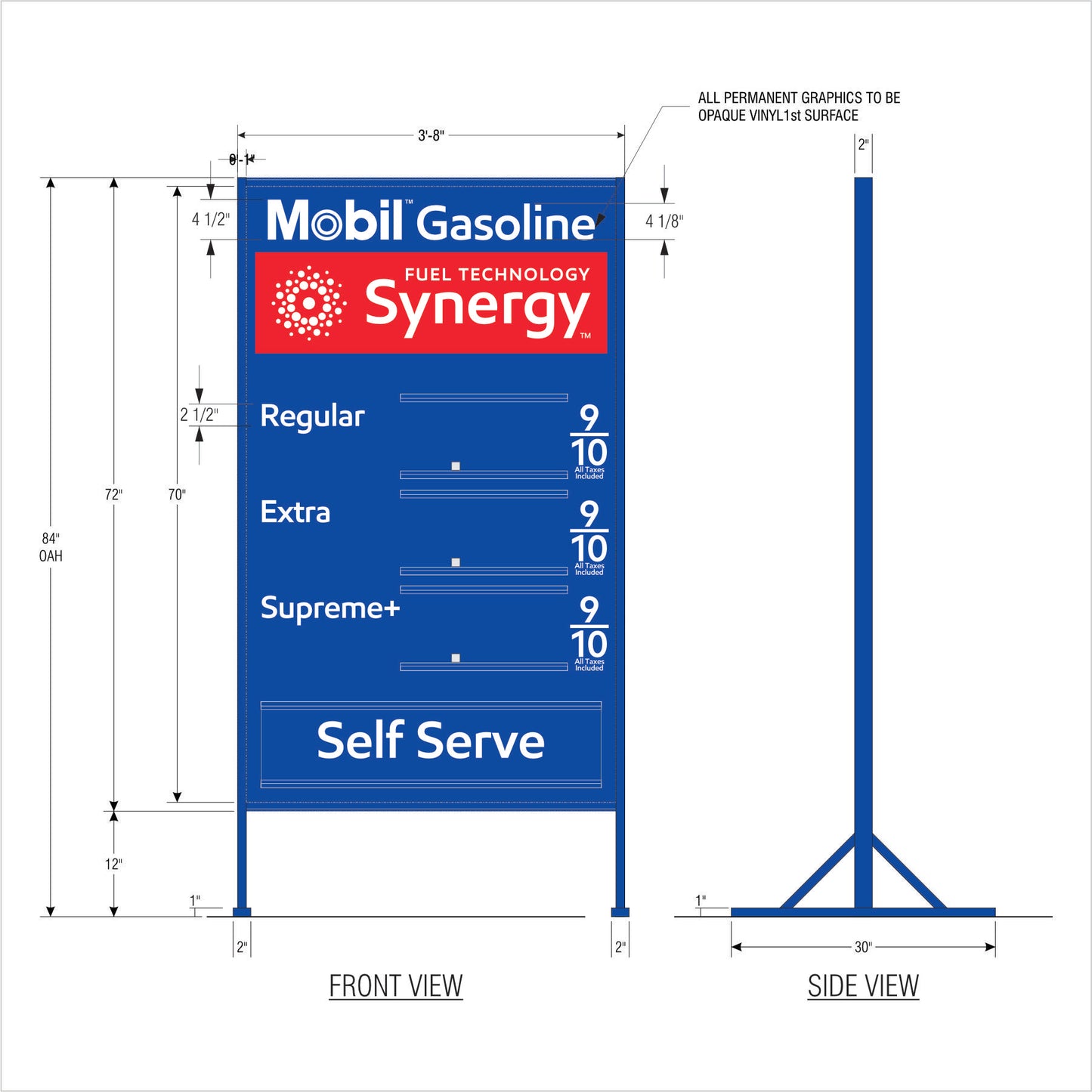 Mobil | Metal Price Sign | 3P